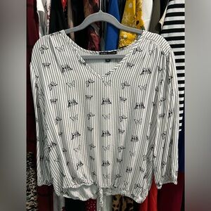 Como Black Butterfly Long Sleeve Top